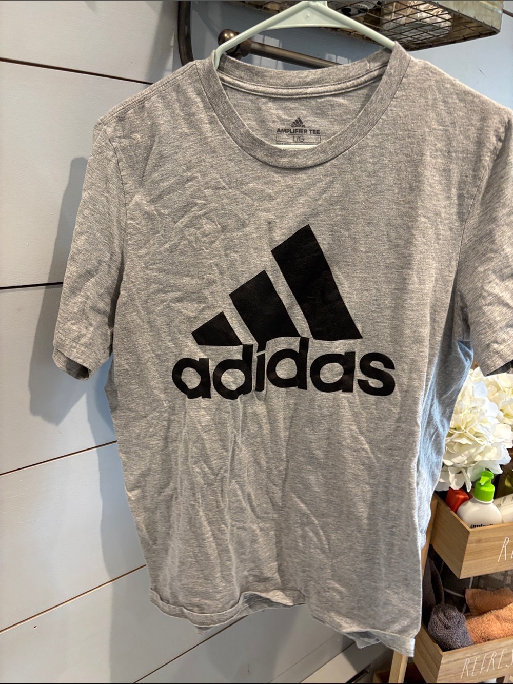 adidas Heather Gray Tee with Black Logo